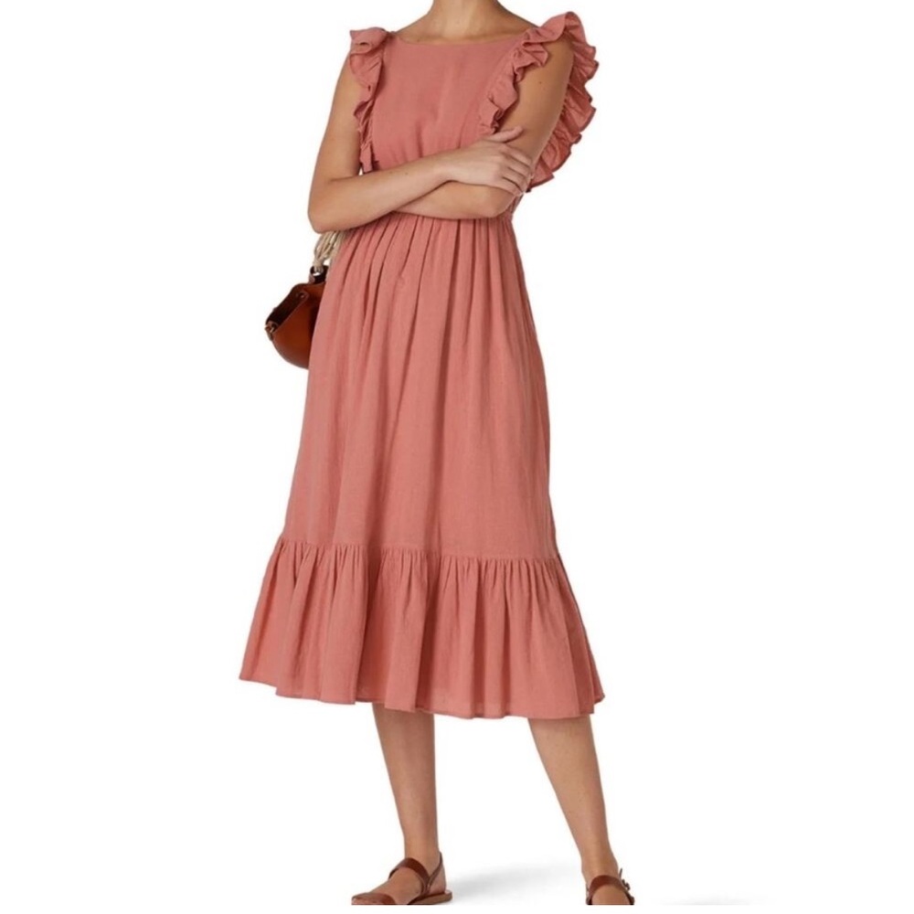 Ba&sh Wolmen's‎ Joyce Ruffle Flounce Midi Dress Pink XS